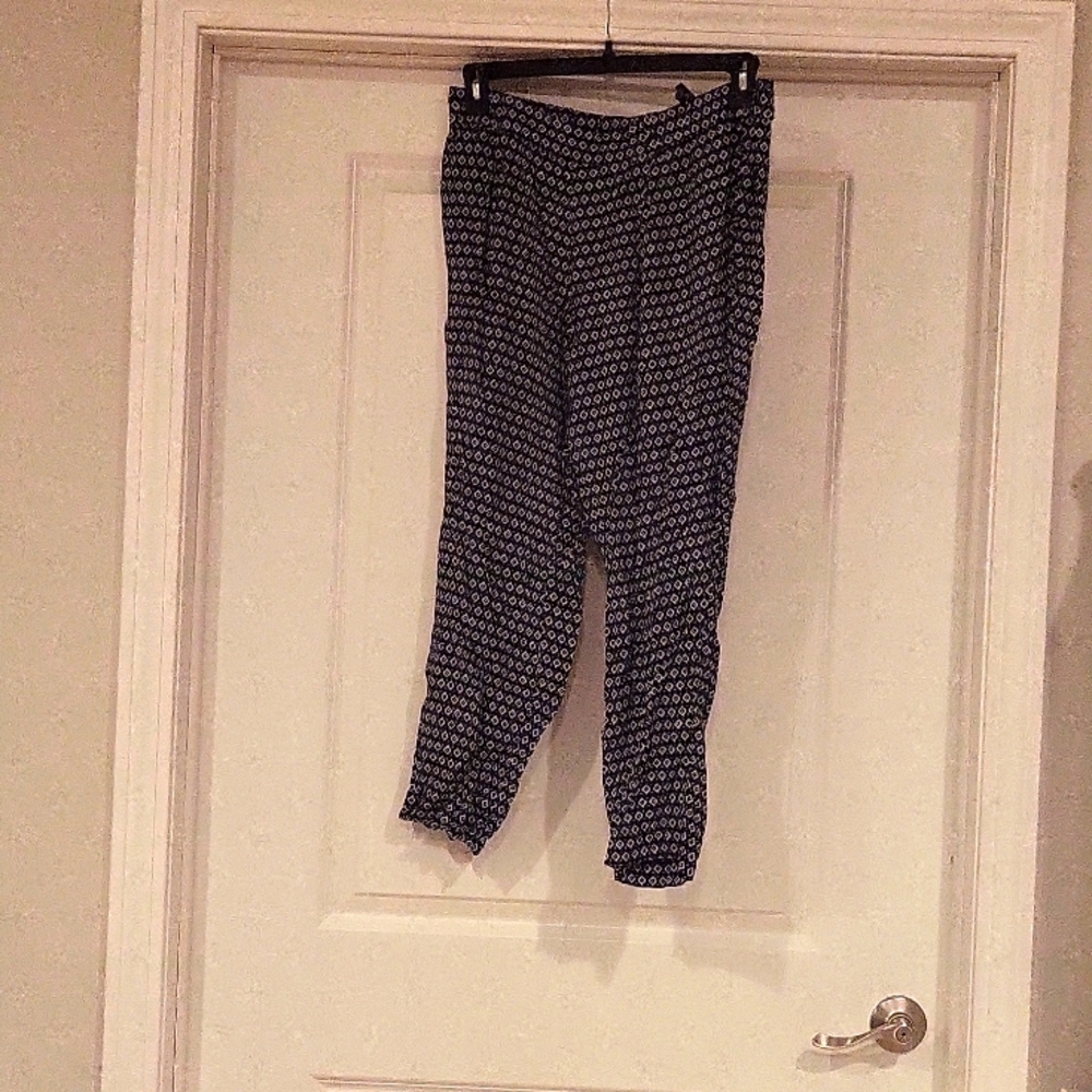 Blue and white-elastic waist-ankle length-H&M-sizw 10